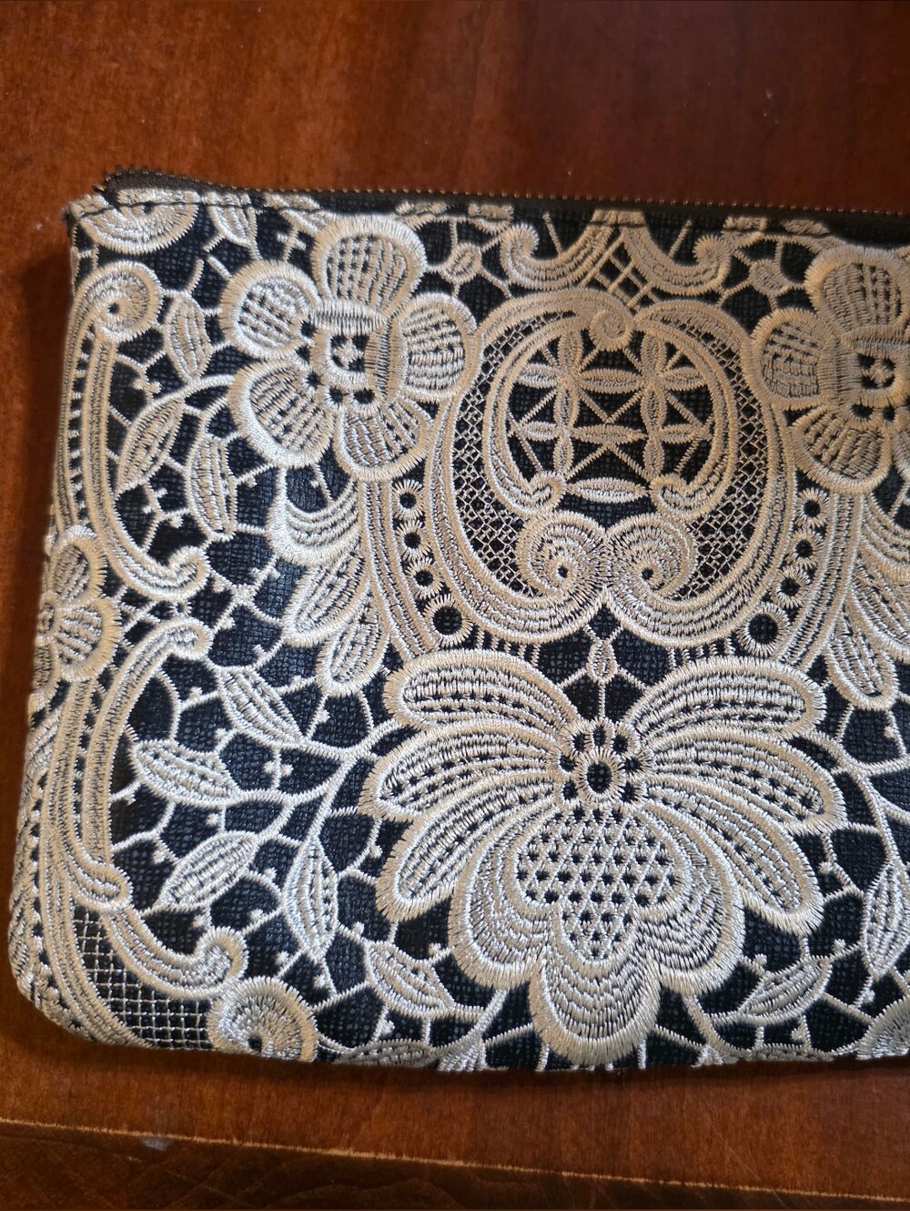 Patricia Nash  Black Leather Wristlet Clutch